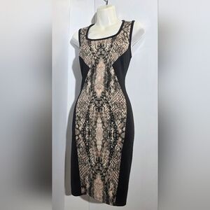 Bar III Bodycon Sleeveless Dress Womens S Black W/Geo Snake Print Form Fitting